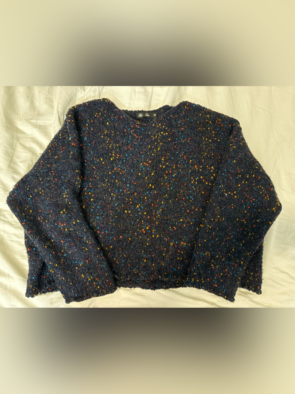 Navy Speckled Crewneck Sweater - Multicolor Fleck